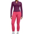 thumbnail image 3 of BODOAO Women's Workout Set, Long Sleeve Full Zip Jacket and High Waisted Leggings, Two Piece Athletic Tracksuit, Slim Fit Activewear for Yoga Gym Purple M, 3 of 7