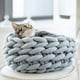 thumbnail image 5 of Smilikee Katzenbett Korb Nest handgestrickt Haustier Schlafsack Dicke Wolle rund Donut Haustierbett MFZFUKR LN-1907, 5 of 7