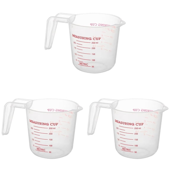 WJY Plastic Measuring Cup with Handle, White, 3 Packs