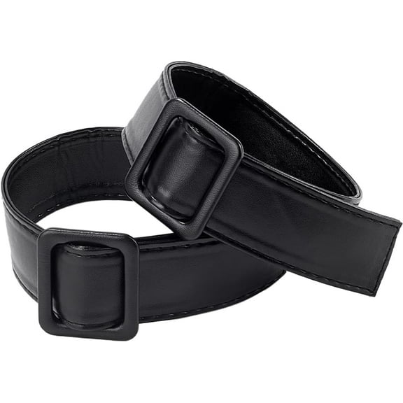 2PCS Trench Coat Belt Replacement Overcoat Sleeve Band Wide Black Soft PU Leather Tie Belts Adjustable Buckle Clasp Wind Coat Cuffs Belt for Women Men Sweaters Jacket Outerwear Accessories 2pcs