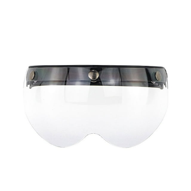Sidaley Casco de motocicleta, cascos con visera en forma de W de media cara, pantalla de protección solar a prueba de viento, botón pulsador, Gafas de moto Transparente