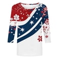 thumbnail image 4 of JOANKDMI 4th of July Shirts for Women 3/4 Sleeve American Flag Crewneck Loose Fit Tops Memorial Day Patriotic Festival Holiday Anniversary Wear, 4 of 5