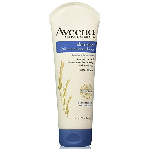 Aveeno Skin Relief Moisturizing Lotion for Very Dry Skin with Soothing Triple Oat & Shea Butter Formula, Dimethicone Skin Protectant Helps Heal Itchy, Dry Skin, Fragrance-Free, 8 fl. oz