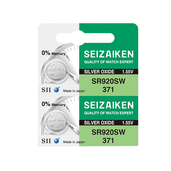 Seizaiken 371 SR920SW 1.55V 0%Hg Silver Oxide Watch Battery (2 Batteries)