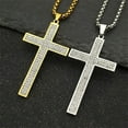 thumbnail image 2 of Trendy Cross Rhinestone Pendant Necklace For Women Men 14K Yellow Gold Religion Catholic Chain Jewelry Gifts, 2 of 8
