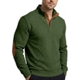 thumbnail image 4 of UDAUDU Men's Knitted Sweatshirt Casual Outdoor Long Sleeve with Elbow Patches Stand Collar Pullover Sweatshirt Button Quarter Sweater Army Green XL, 4 of 6
