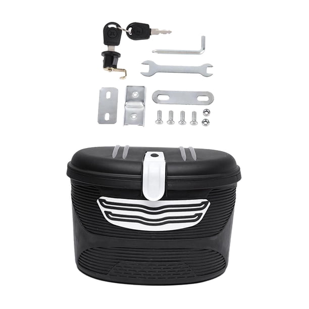 Cesta para bicicleta, cesta para guardar bicicletas con cerradura, caja de almacenamiento impermeable y fiable para Negro Blanco L