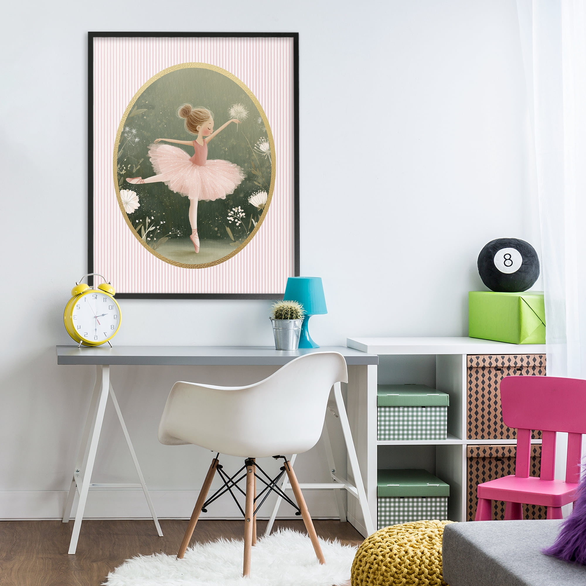 Stupell Industries Green & Pink Ballerina Black Framed Giclee Art, design by Christine Simpson Art