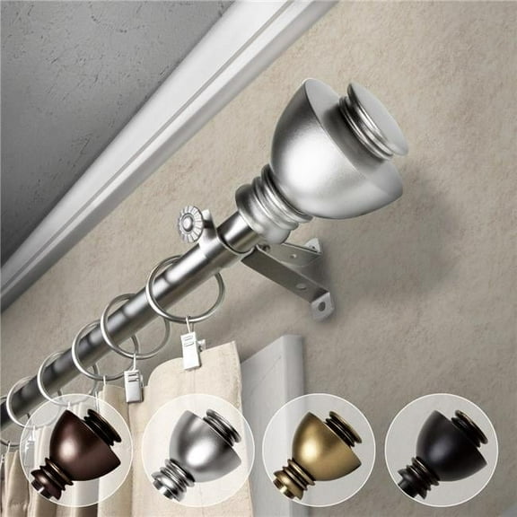 0.812 in. Dia. Lucid Curtain Rod, Satin Nickel - 18-28 in.