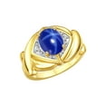 thumbnail image 1 of RYLOS Rings for Women 14K Yellow Gold Ring XOXO Hugs & Kisses 9X7MM Gemstone & Diamond Ring Blue Star Sapphire Jewelry for Women Size 9, 1 of 7