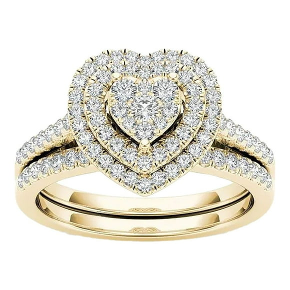 zttd full diamond love shaped ring fashion hollow carving diamond ring size 5~10