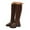 Brown, variant on UngA Women Boots Fold Over Slouchy Boots Chunky Heels Square Toe Pull On Booties Stacked Pleated Boots for Women Mid Calf Brown,Size 8.5