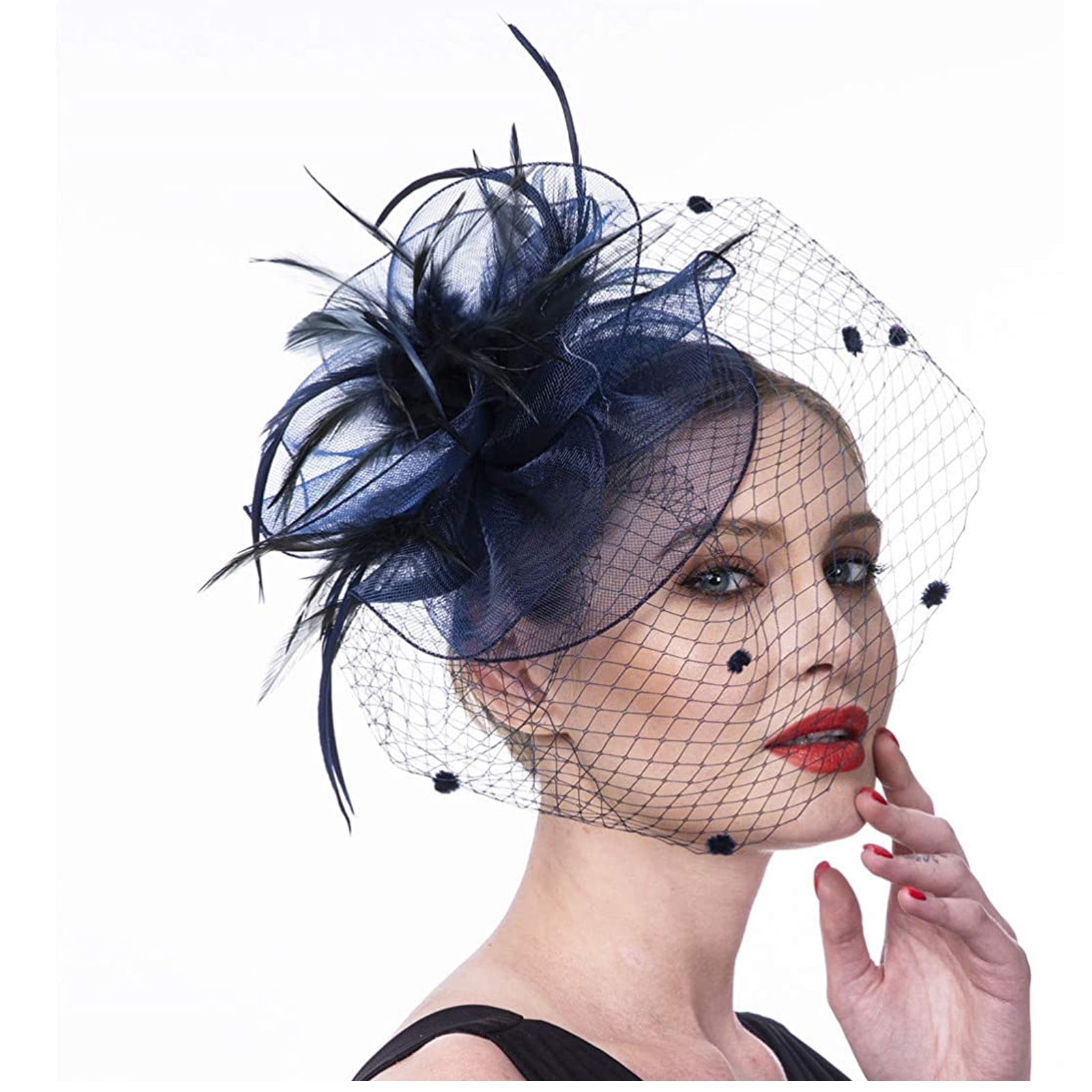 LINMOUA Women Girls Mesh Fascinators Hat Cocktail Party Headband