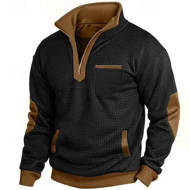 Mens Quarter Zip Light Sweaters for Men Men Pullover Sweatshirt Hiking Sweater Sweat Shirts for Men Long Sleeve Light Sweatshirt Winter Shirts for Men