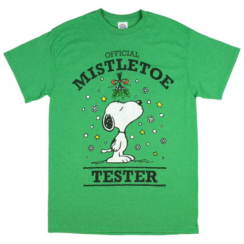 Peanuts Peanuts Men's Snoopy Shirt Official Mistletoe Tester Green T