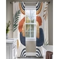 thumbnail image 4 of Boho Sheer Curtains 63 Inch Length 2 Panels Set for Living Room/Bedroom, Bohemia Middle Century Leaves Abstract Minimalist Beige Kitchen Curtains Grommet Curtains Window Treatments 42"x63"x2, 4 of 7
