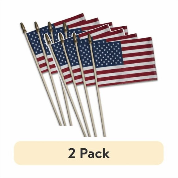 (2 pack) 4x6in Polycotton Betsy Flags US Stick Flags 4-pack