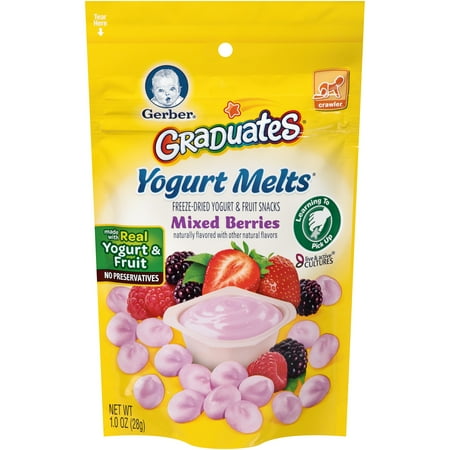 Gerber Graduates Yogurt Melts Freeze-Dried Yogurt & Fruit Snacks, Mixed Berries, 1 oz