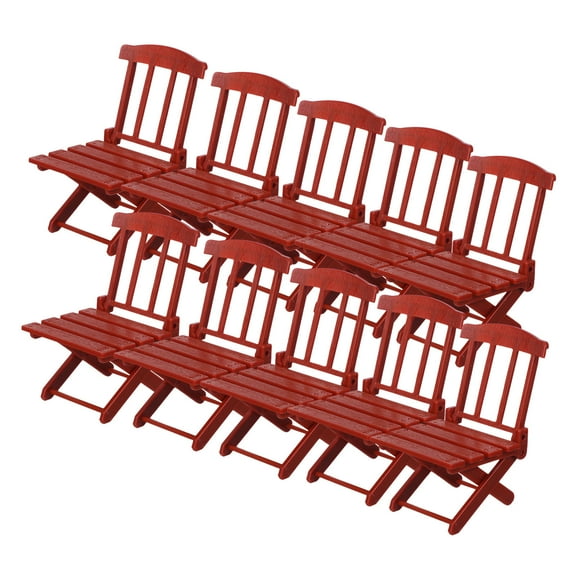 CTIRCHIU 10pcs Mini Sunbath Chair Light Brown Folding Furniture for Fairy Garden Decoration Indoor Display