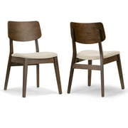 Glamour Home Astin 18.7" Modern Wood Chairs with Fabric Seat in Brown (Set of 2)