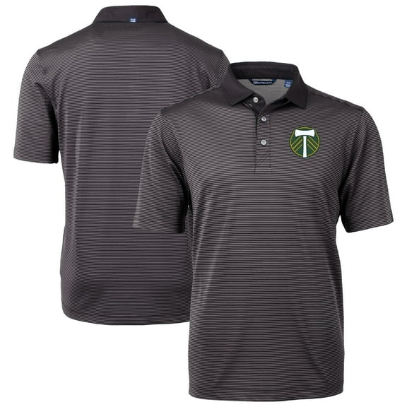 Men's-Cutter & Buck  Black Portland Timbers Virtue Eco Pique Micro Stripe Recycled Polo