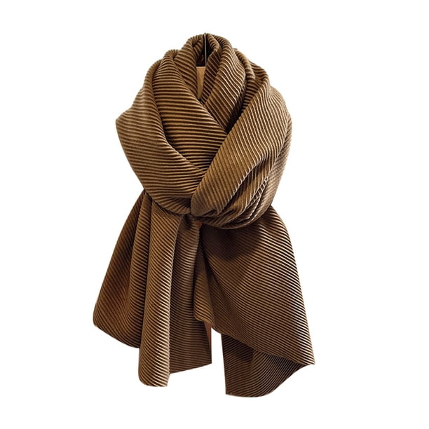 Qarigey Lujosa bufanda plisada de un solo color para mujer, elegante, versátil, suave y cómoda Accesorios de disfraces café