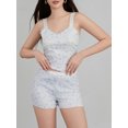 thumbnail image 3 of Argulvti Women's 2 Piece Pajama Set Sleeveless Lace Trim Cami Tops Floral Shorts Sleepwear Sets, 3 of 6