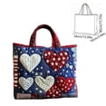 thumbnail image 7 of Fuebueo Patriotic Tote Bag for Women, 4th of July Quilted Shoulder Bag for Women, American Flag Heart Purse with Peace Sign, Large Capacity Travel Canvas Handbag, Perfect Gift, 7 of 7