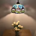 thumbnail image 2 of Tiffany Pendant Lights Fixture Blue Purple Stained Glass Tulips LED Bulb Included for Dining Room Hotel Restaurant Cafe 12"W*12"D*60"H, 2 of 6