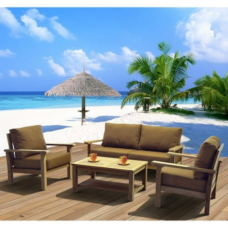 International Home Miami Amazonia Teak San Marcos 4 Piece Deep Seating Group with Cushions