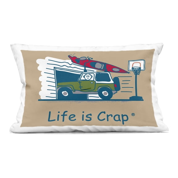 Stupell Industries Kayak and Garage 14" x 20" Novelty & Humor Print Polyester Throw Pillow, Zip Closure 1 Count