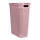 thumbnail image 1 of 40L Clothes Basket, Lid, Wicker Design, Plastic, 18"L x 10.4"W x 23.5"H, Pink, 1 of 6