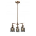 thumbnail image 1 of Innovations 207-AC-G53-LED Small Bell 3 Light Chandelier part of the Franklin Restoration Collection, Antique Copper, 1 of 1