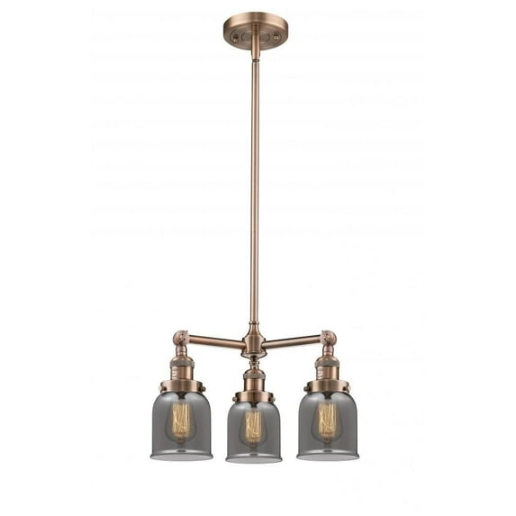 Innovations 207-AC-G53-LED Small Bell 3 Light Chandelier part of the Franklin Restoration Collection, Antique Copper
