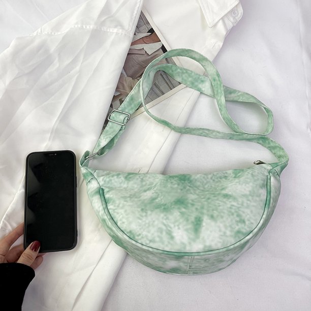 Bolsas De Hombro Bolsos de hombro para mujer Bolsos tote de nylon de media luna Tie Dye Gradient Hobos Bag (Verde) Ndcxsfigh Para Estrenar