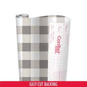 Con-Tact Creative Covering™ Printed Vinyl Top - Gingham Gray, 18 in. x 16 ft., Designed to Help with Surface Protection and Shelf Organization