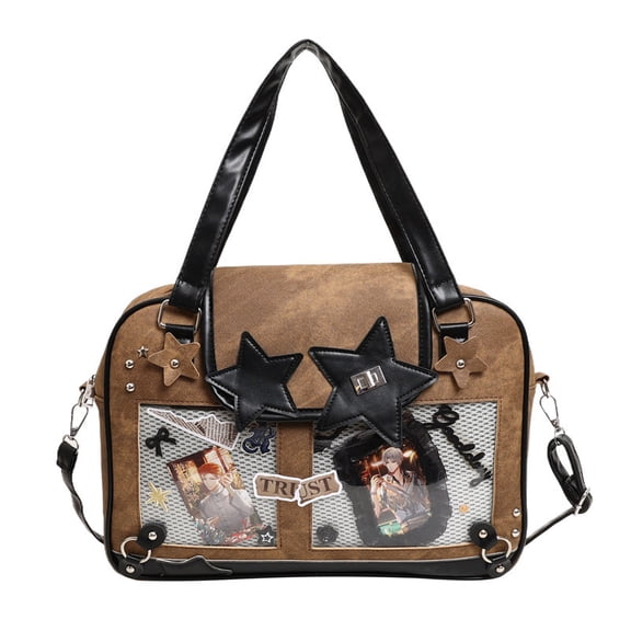StyleSack Women's Cute Kawaii Star Ita Crossbody Bag - Large Capacity Stylish PU Leather Bag with Adjustable Strap​