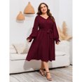 thumbnail image 2 of Womens Plus Size Long Sleeve Swiss Dot Boho Dress Empire Waist Ruffle Flowy A Line Midi Dress, 2 of 5