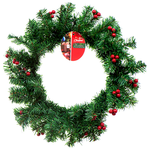 New 361523 Hx Wreath 11 Green W / Cherry (12Pack) Christmas Cheap