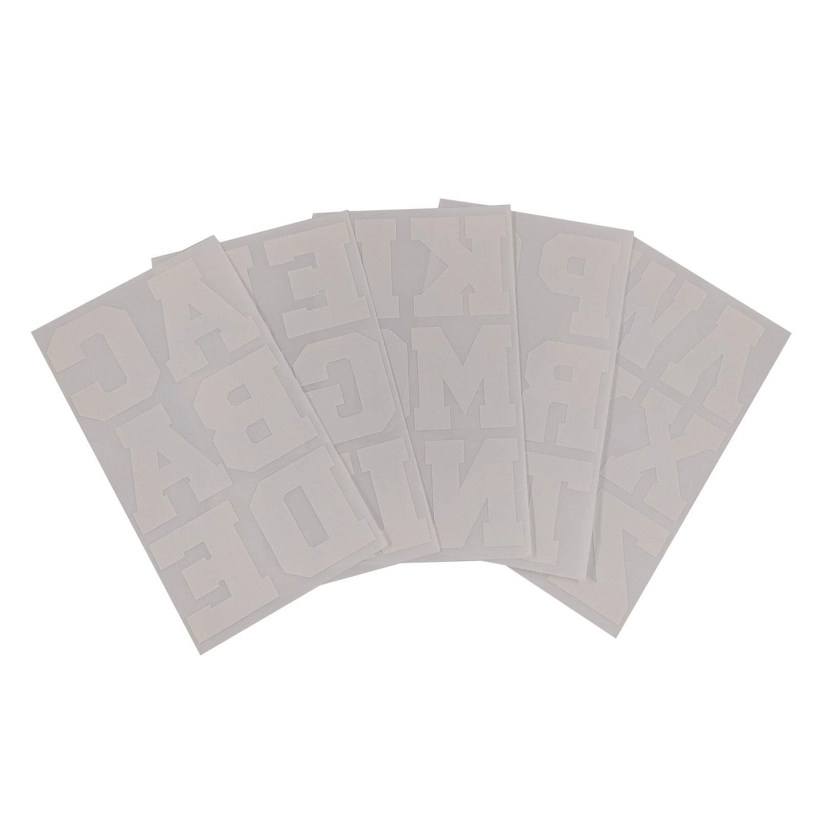 Imagin8 Iron-On White Flocked Athletic Letters, 12 Pack