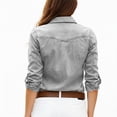 thumbnail image 3 of Faux Denim Shirt Women Chambray Jean Western Shirts Long Sleeve Button Down Tops, XL, 3 of 4
