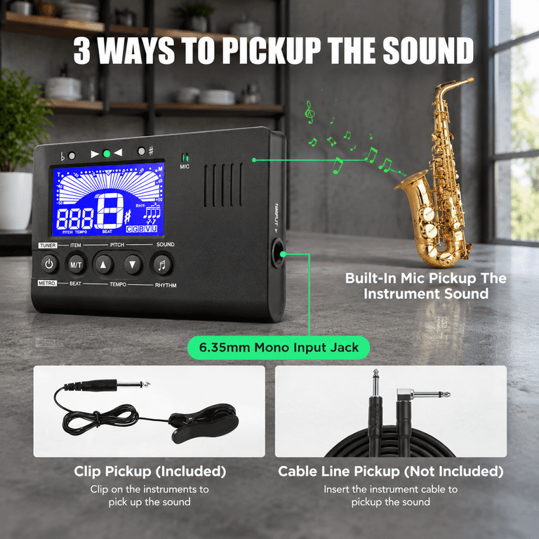 Tuning Generators MT1 3-in-1 Digital Metronome Tuner and Tone Generator for String and ...