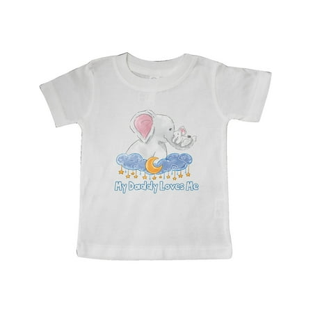 

Inktastic My Daddy Loves Me Cute Elephants Clouds Moon and Stars Gift Baby Boy or Baby Girl T-Shirt
