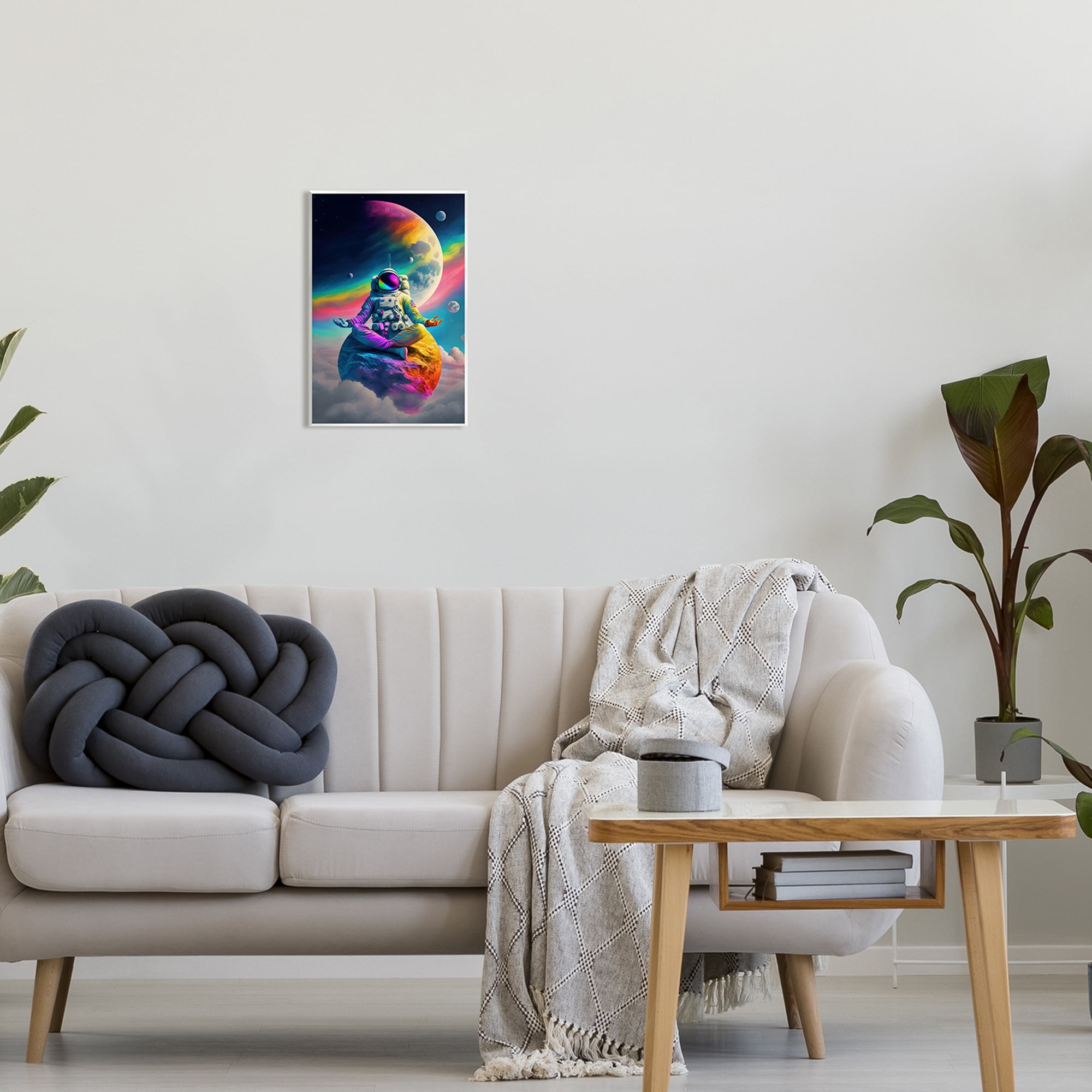 Stupell Industries Astronaut Meditating on Moon Novelty Painting Unframed Art Print Wall Art, 10 x 15
