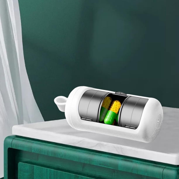 Organizador de pastillas portátil, 3 rejillas, cubierta deslizante, cordón de silicona, protege de la lámpara, para suplementos vitamínicos - blanco shamjiam Organizador de tabletas