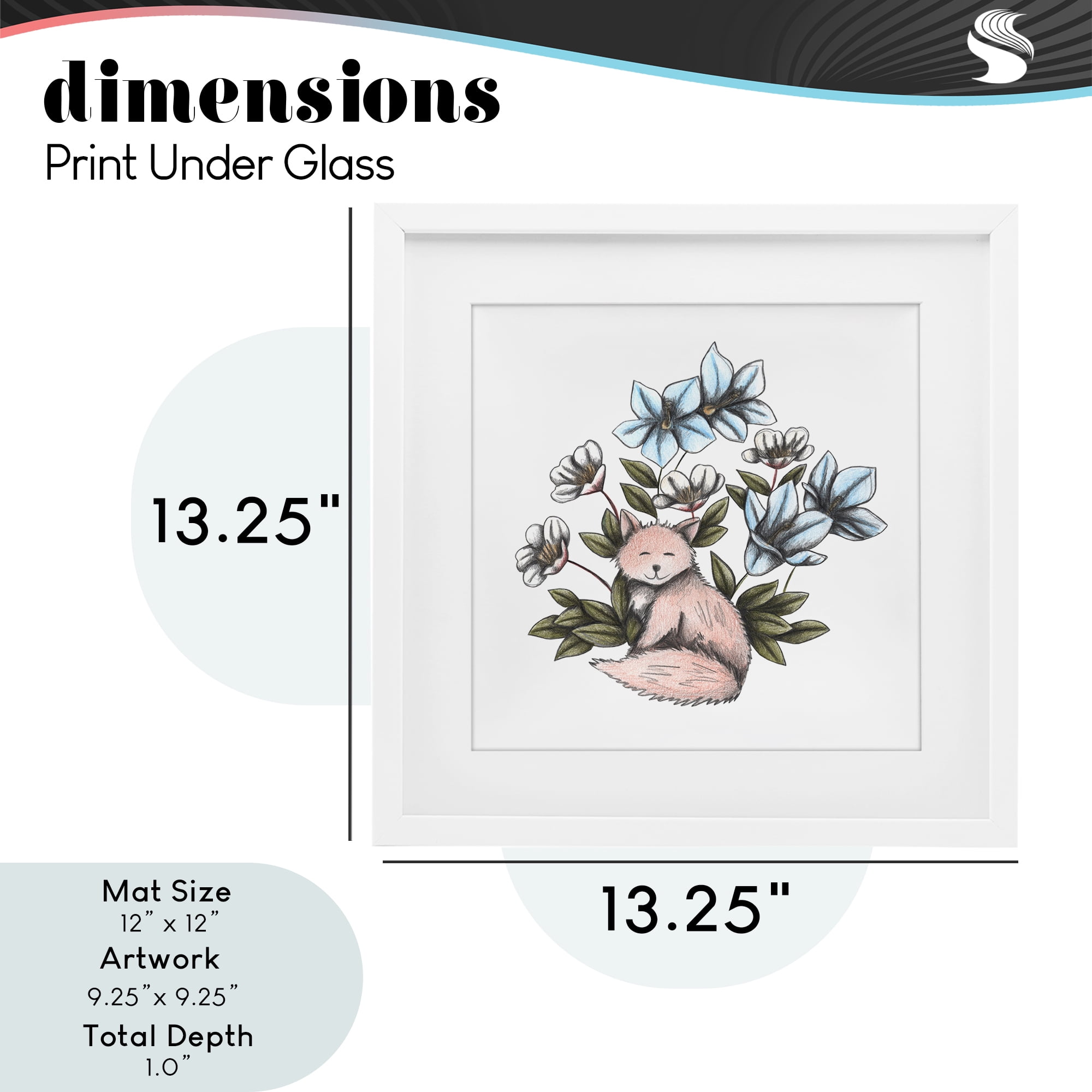 Gentle Fox with Flowers White Framed Print Under Glass, design by Cecilia Battaini