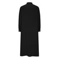 thumbnail image 6 of Holloyiver Women's V-neck Button Dress Loose bell Long Sleeve Solid Color Long Dresses S-2XL, 6 of 6