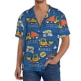 thumbnail image 1 of Balery Construction Vehicles Camisa Casual de Manga Corta con Botones para Hombre, Texturizada, Estilo Cubano, para Playa, Verano-Small, 1 of 5