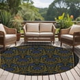 thumbnail image 4 of Vintage Navy Blue Roses Round Area Rug 6Ft Washable Circle Rugs for Bathroom Office, Abstract Art Floral Green Leaves Non-Slip Carpet Floor Mats Indoor Outdoor Carpet Runner Aesthetic Home Decor, 4 of 8