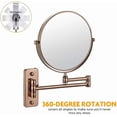 thumbnail image 2 of Wall Mirror, Wall Mounted Makeup Mirror with Magnification, 360 Degree Swivel Rotation with Distortion Free View, Two-Sided Extendable, Stainless Steel, for Bathroom, 2 of 7